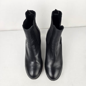Sister X Soeur Ryanna Black Leather Ankle Chunky Heeled Boot Size 8.5