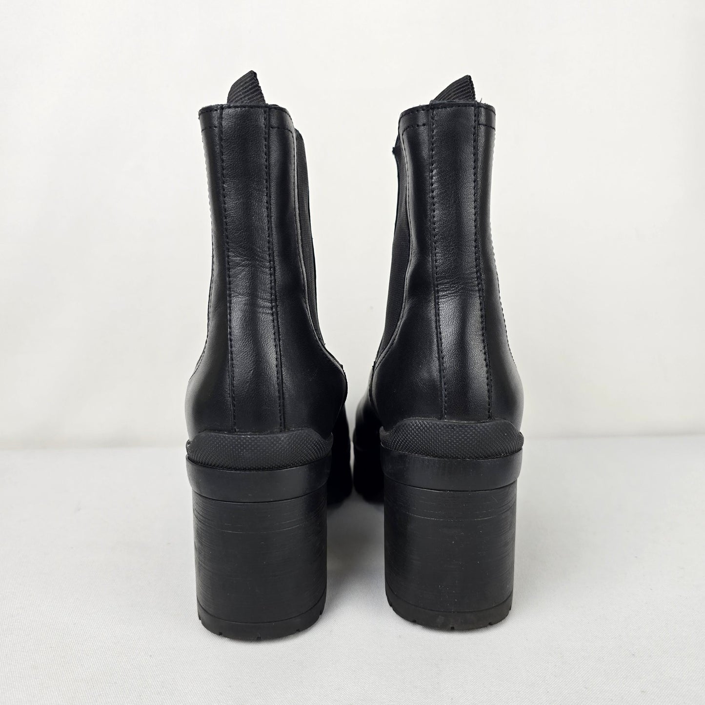 Sister X Soeur Ryanna Black Leather Ankle Chunky Heeled Boot Size 8.5