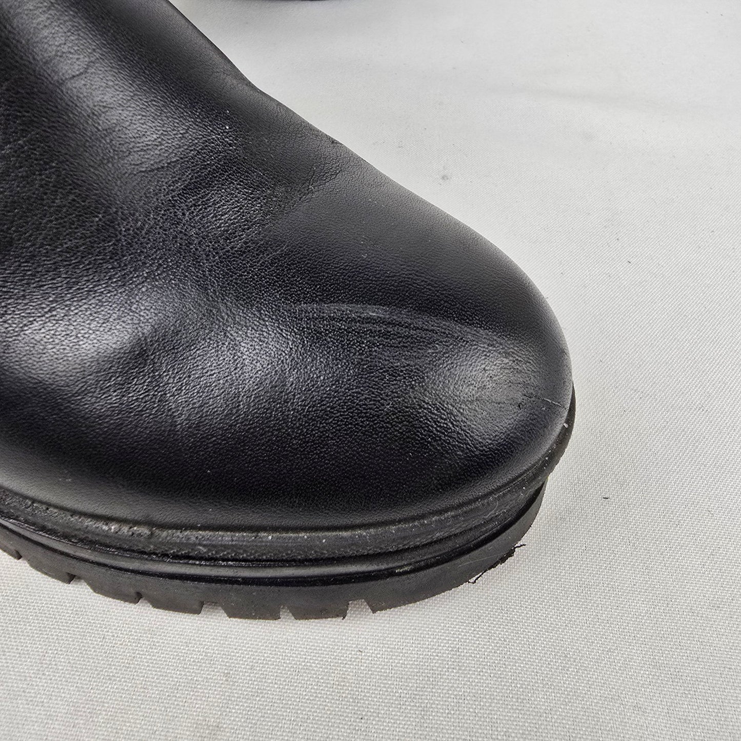 Sister X Soeur Ryanna Black Leather Ankle Chunky Heeled Boot Size 8.5