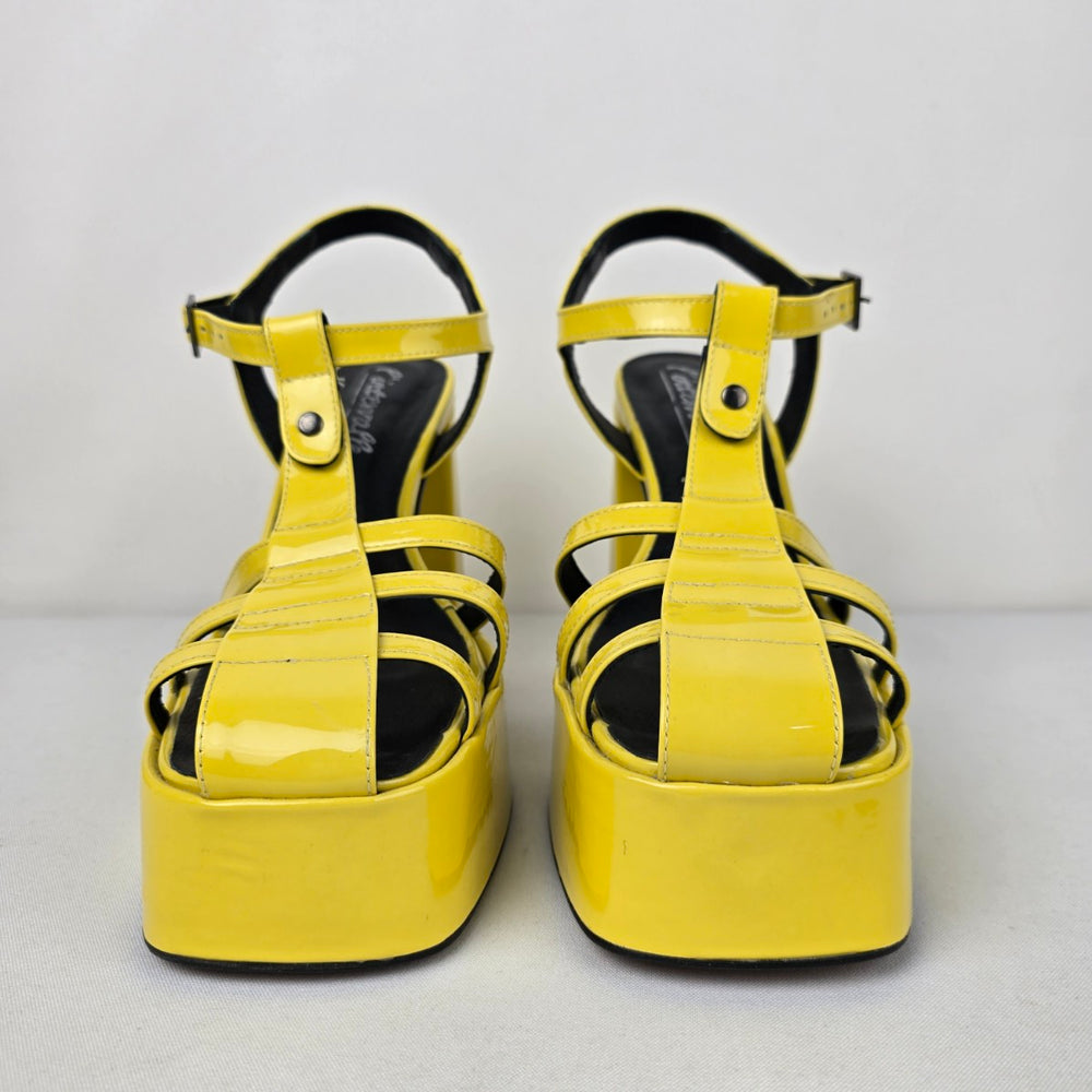 L'Intervalle Loretta Yellow Patent Platform Sandals Size 10