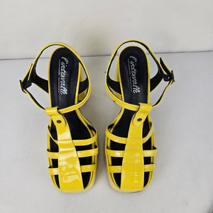 L'Intervalle Loretta Yellow Patent Platform Sandals Size 10