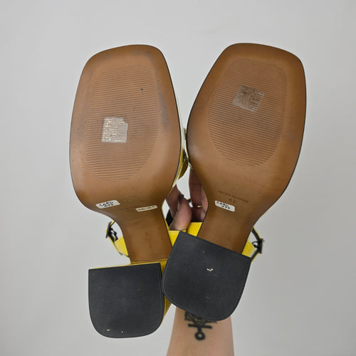 L'Intervalle Loretta Yellow Patent Platform Sandals Size 10