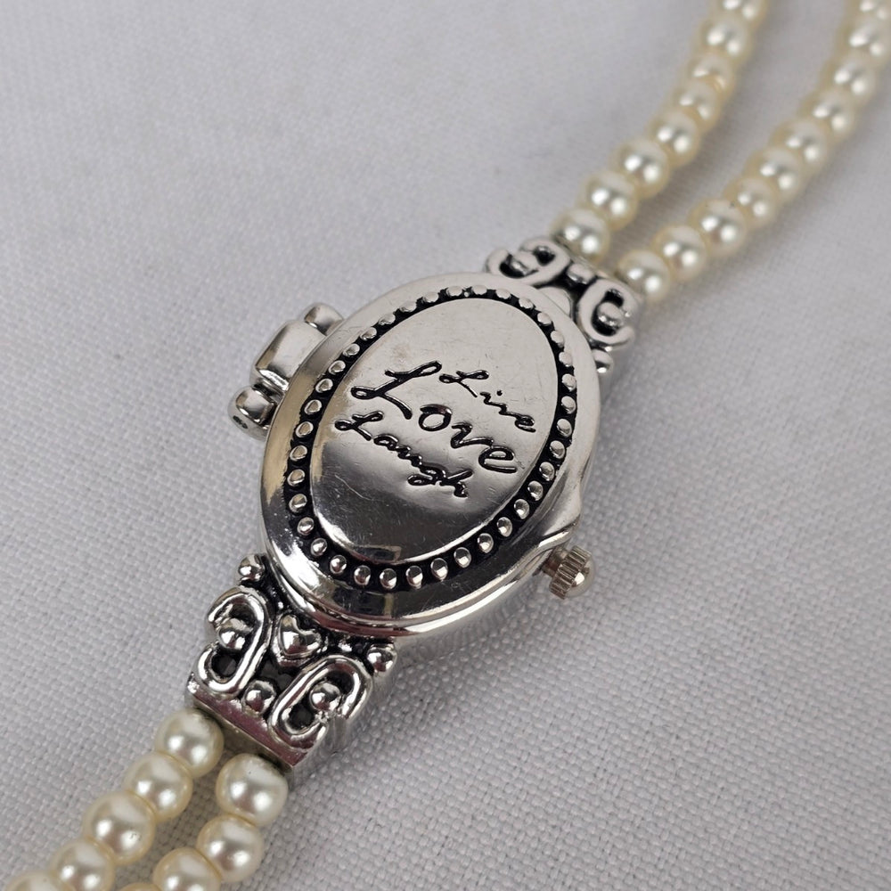 Hudson Live Love Laugh Faux Pearl Toggle Watch