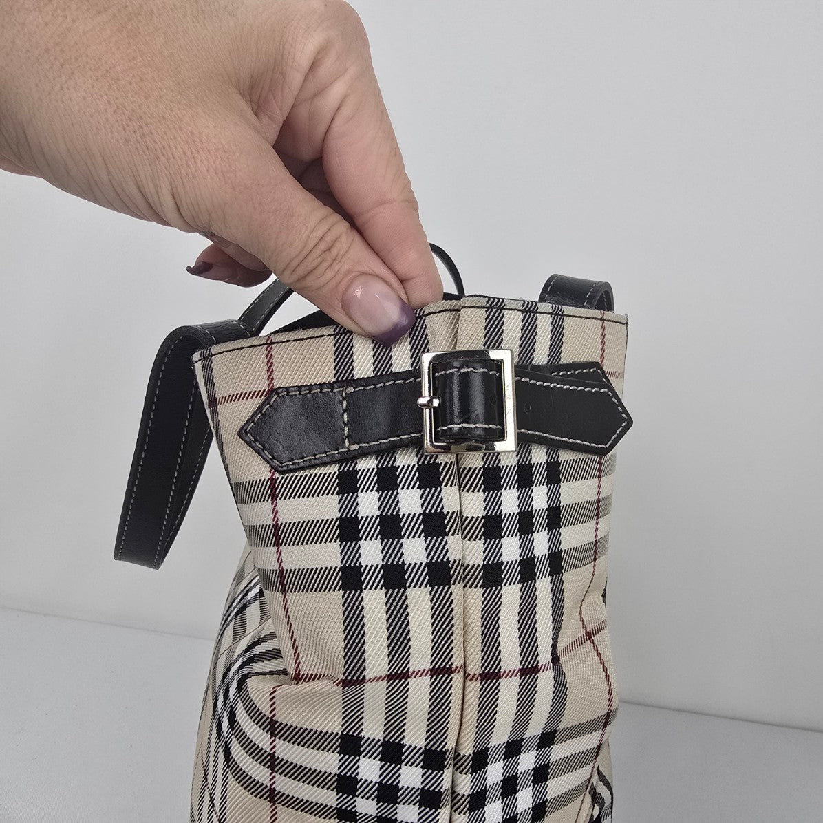 Burberry London Blue Label Plaid Tote Purse