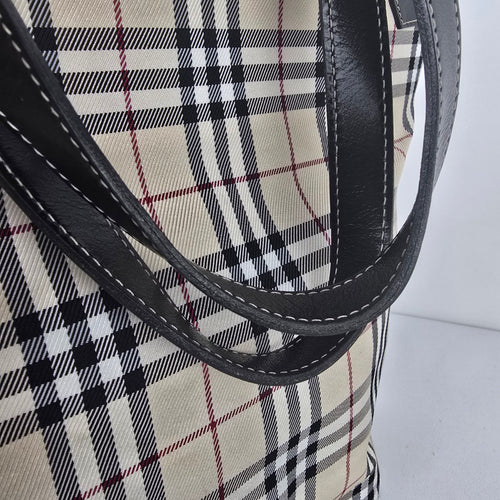 Burberry London Blue Label Plaid Tote Purse