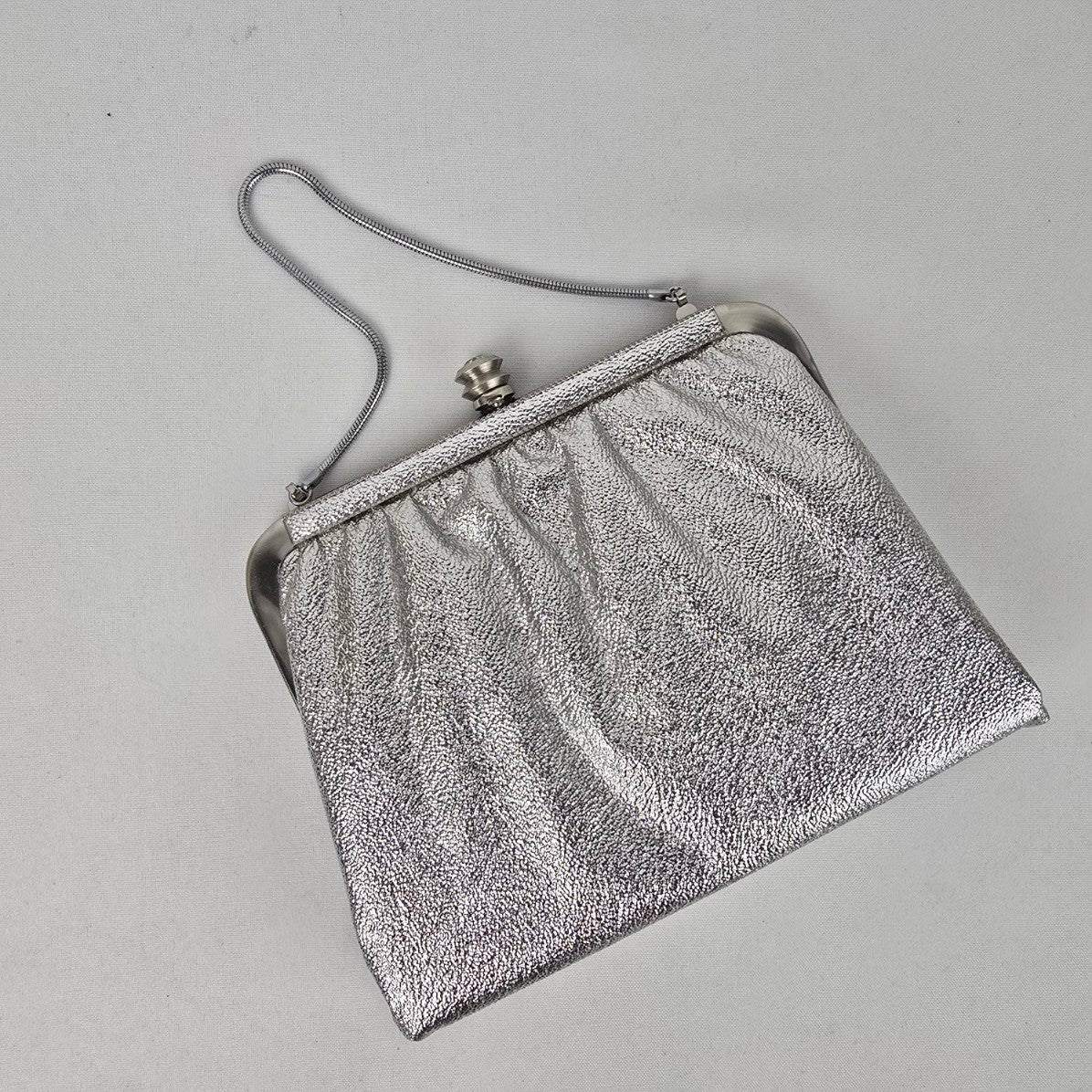 Vintage Silver Metallic Clutch Purse