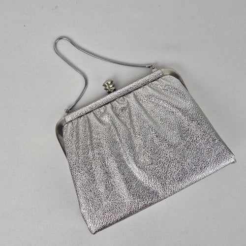 Vintage Silver Metallic Clutch Purse