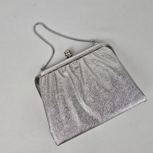 Vintage Silver Metallic Clutch Purse