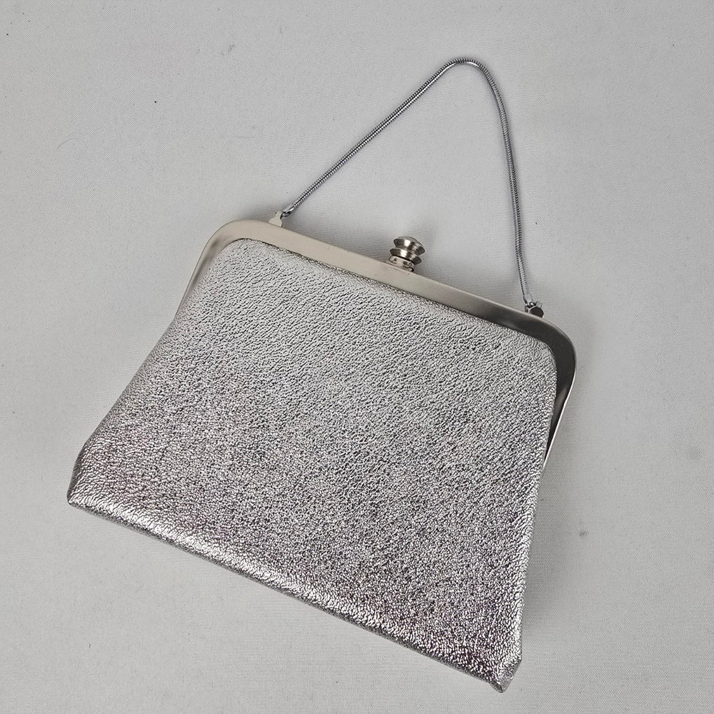 Vintage Silver Metallic Clutch Purse