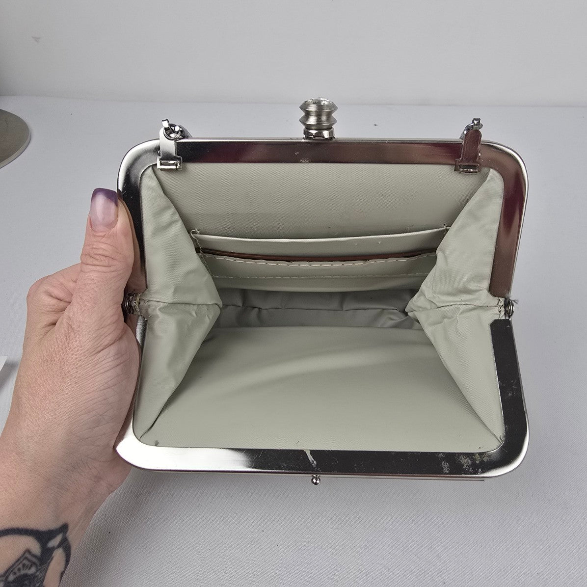 Vintage Silver Metallic Clutch Purse