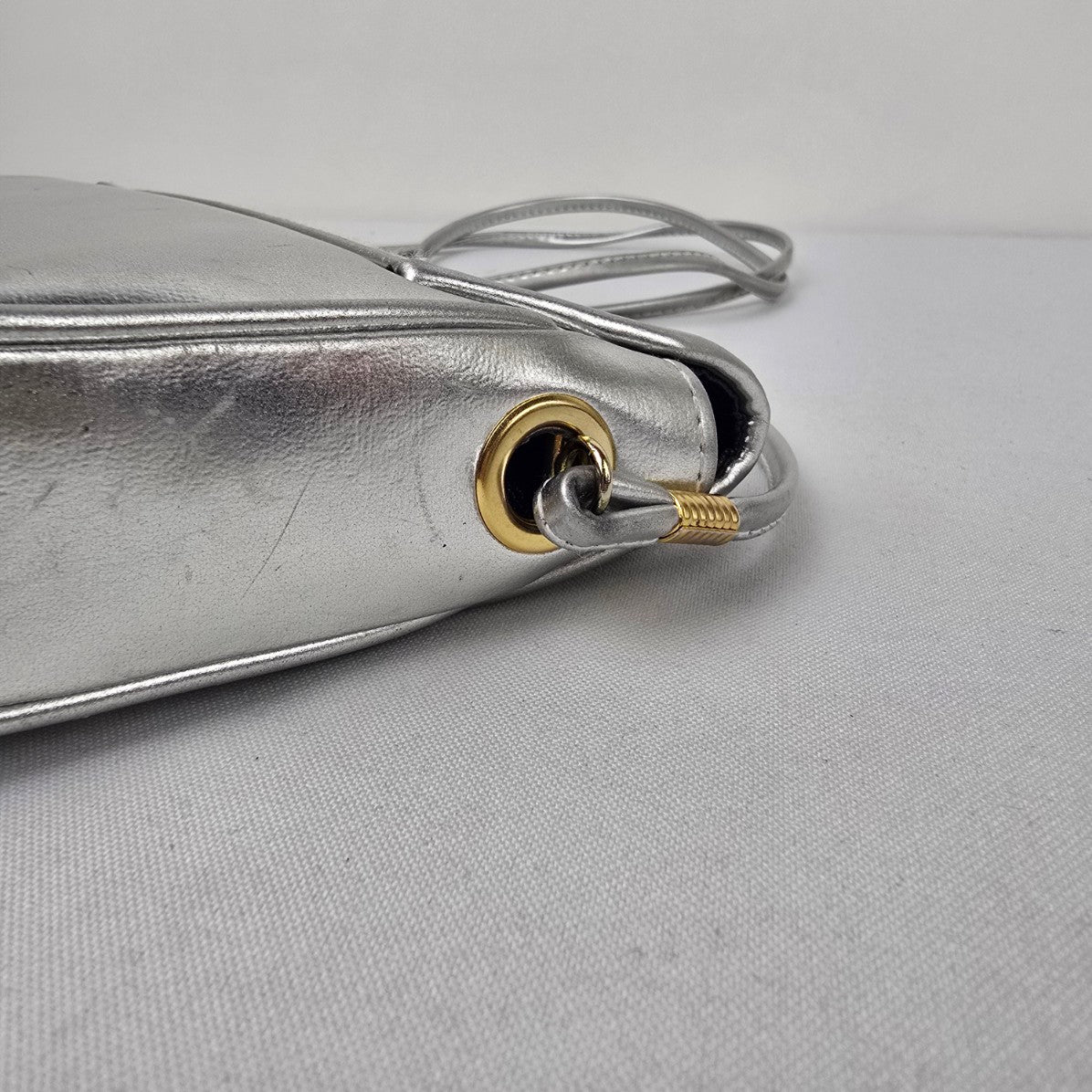 Vintage Benchmade Leatherworks Silver Shoulder Purse