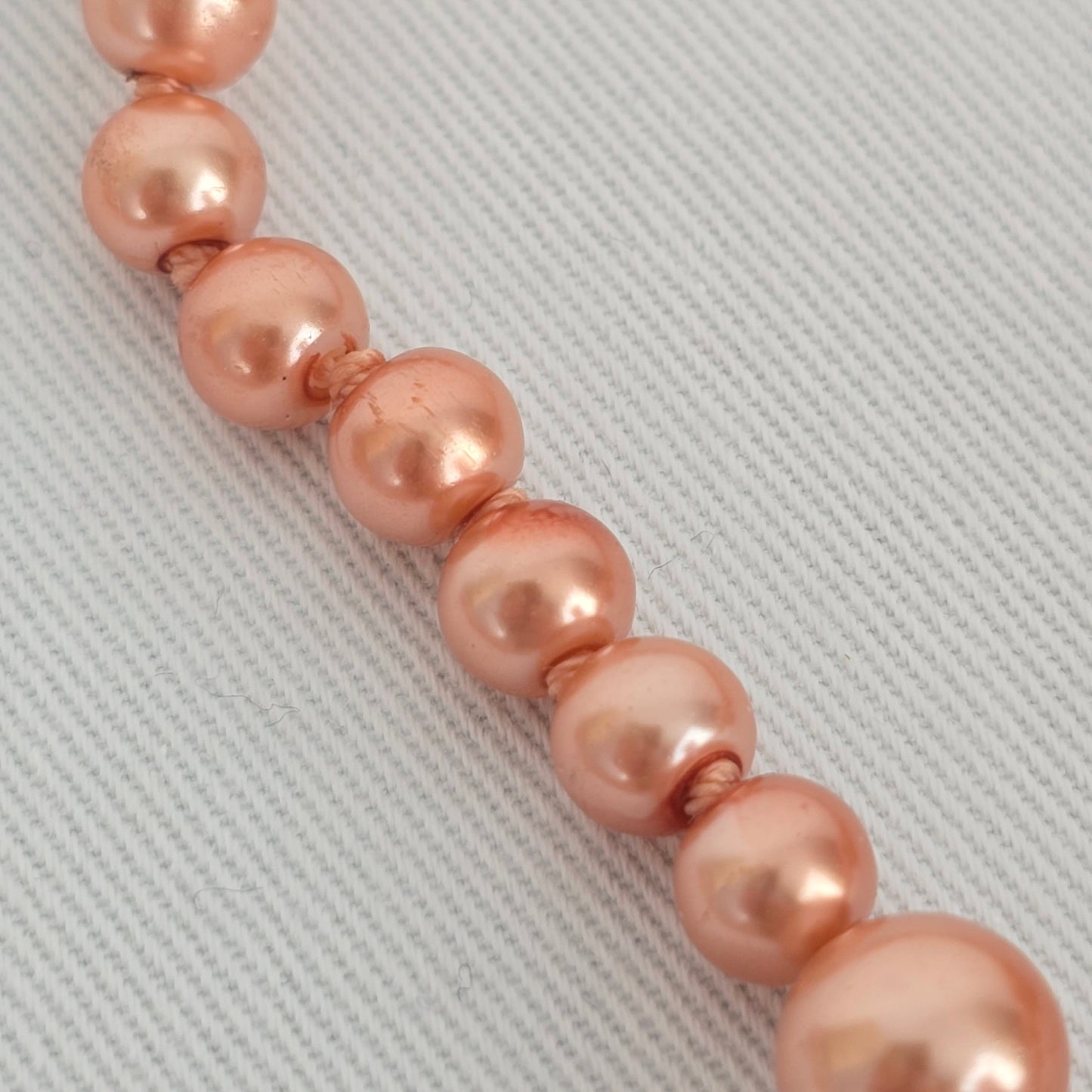 Pink Hand Knotted Long Faux Pearl Beaded Necklace