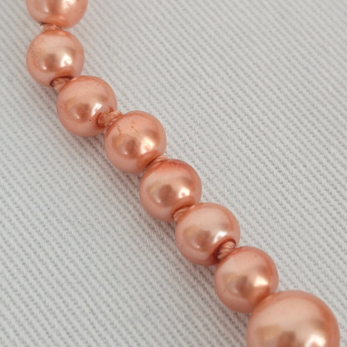 Pink Hand Knotted Long Faux Pearl Beaded Necklace