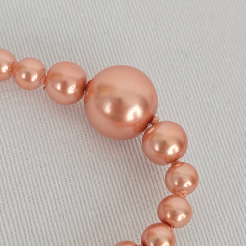 Pink Hand Knotted Long Faux Pearl Beaded Necklace