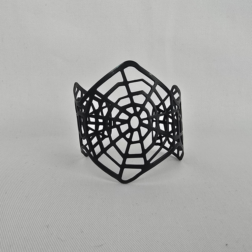 Black Enamel Spider Web Cuff Bracelet