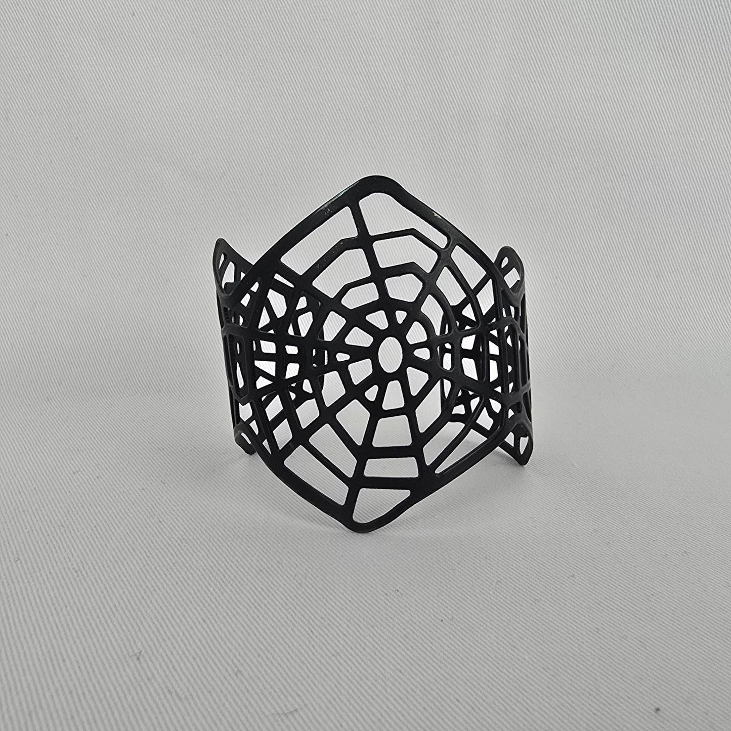 Black Enamel Spider Web Cuff Bracelet