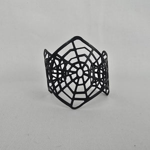 Black Enamel Spider Web Cuff Bracelet