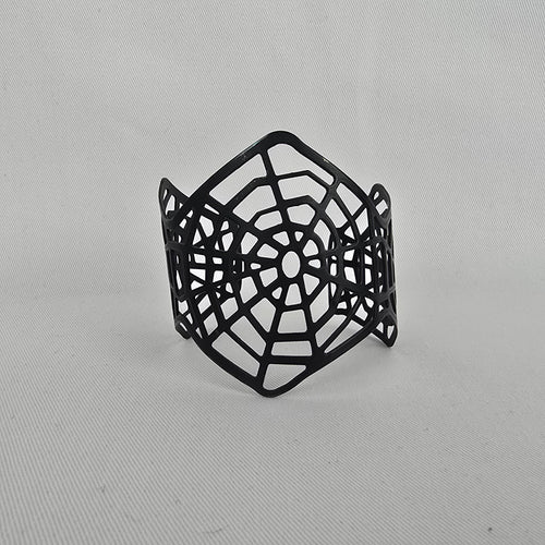 Black Enamel Spider Web Cuff Bracelet