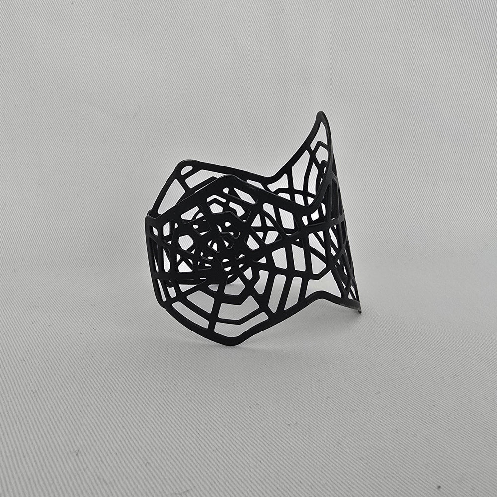 Black Enamel Spider Web Cuff Bracelet