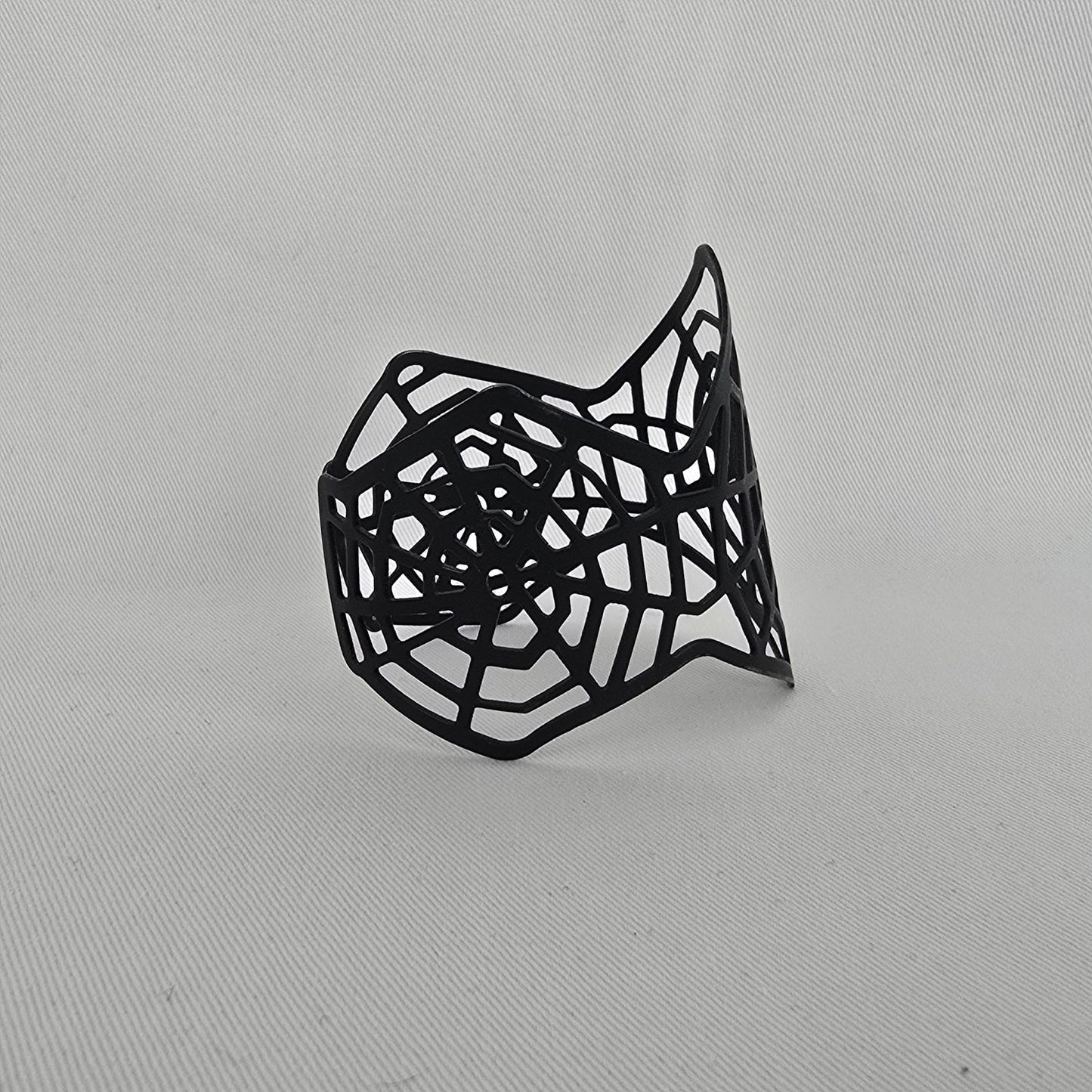 Black Enamel Spider Web Cuff Bracelet