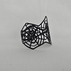 Black Enamel Spider Web Cuff Bracelet