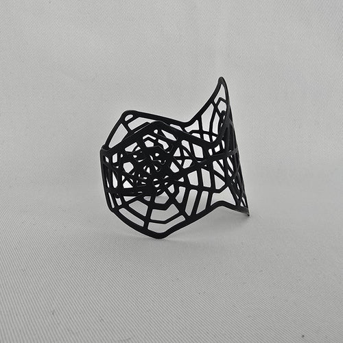 Black Enamel Spider Web Cuff Bracelet