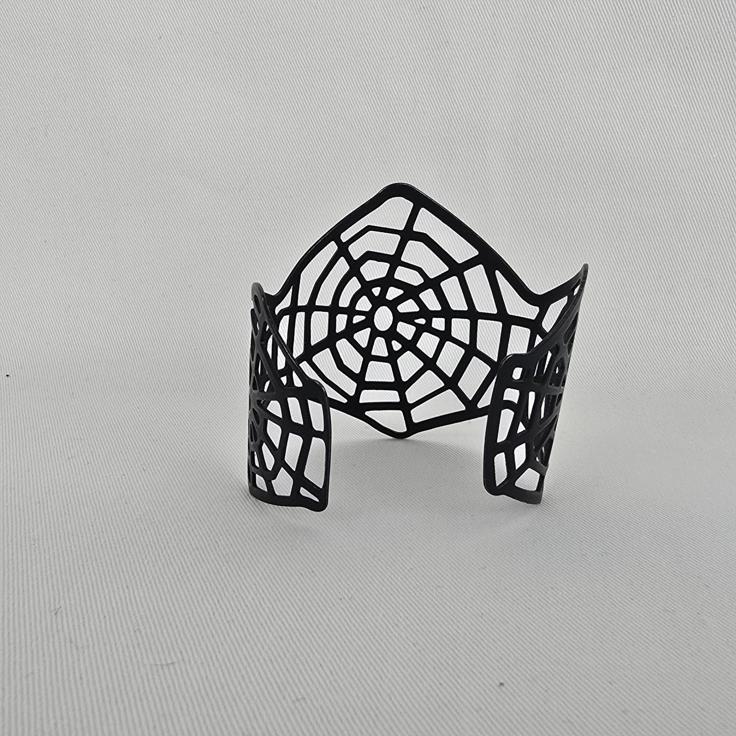 Black Enamel Spider Web Cuff Bracelet