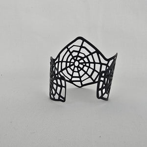 Black Enamel Spider Web Cuff Bracelet