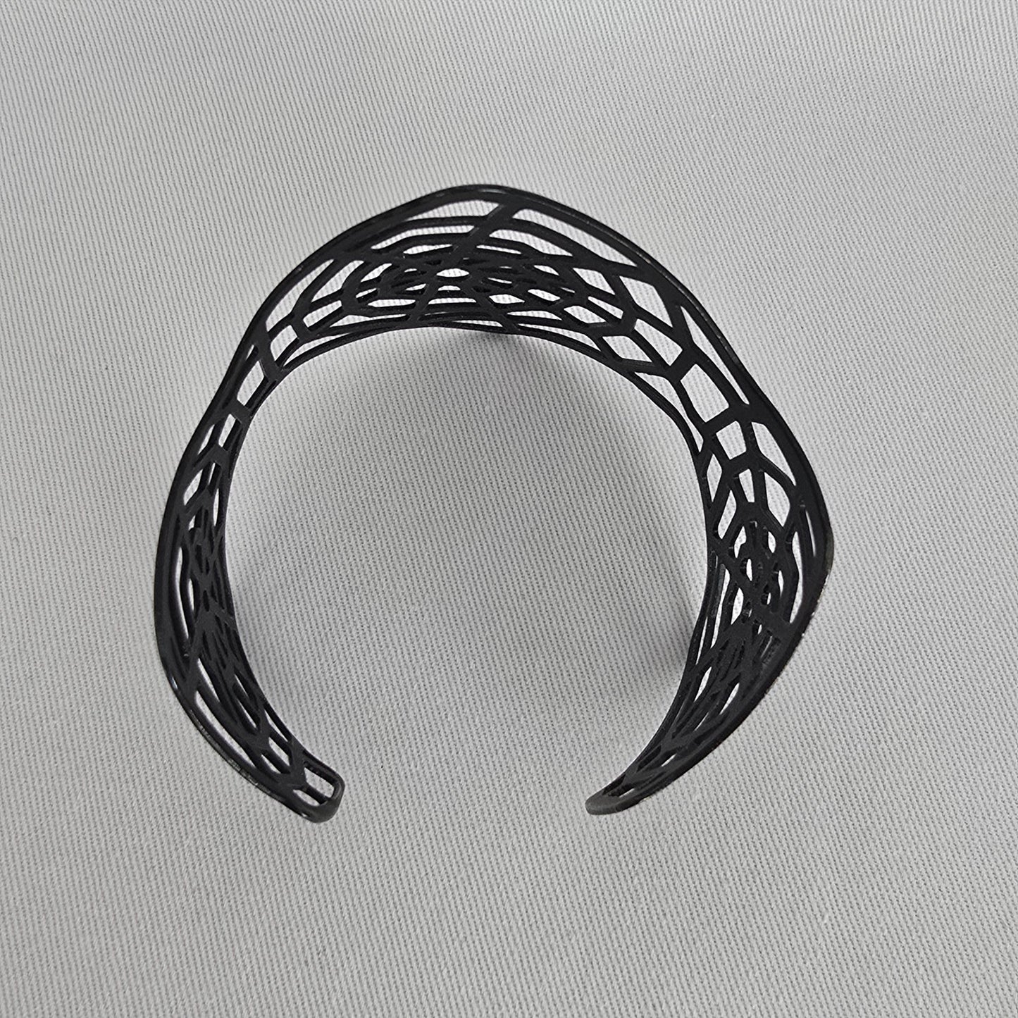 Black Enamel Spider Web Cuff Bracelet