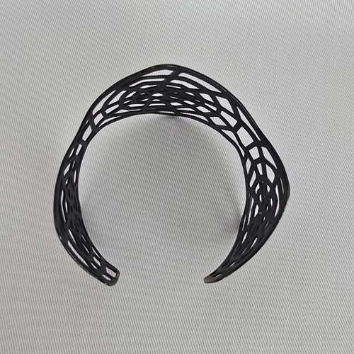 Black Enamel Spider Web Cuff Bracelet