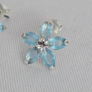 Vintage Avon Blue Glass Flower Stud Earrings