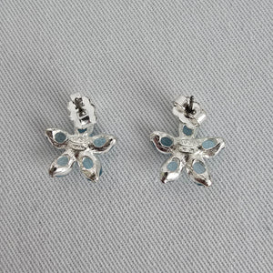 Vintage Avon Blue Glass Flower Stud Earrings