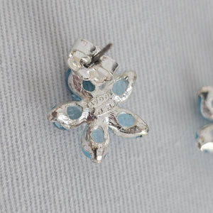 Vintage Avon Blue Glass Flower Stud Earrings