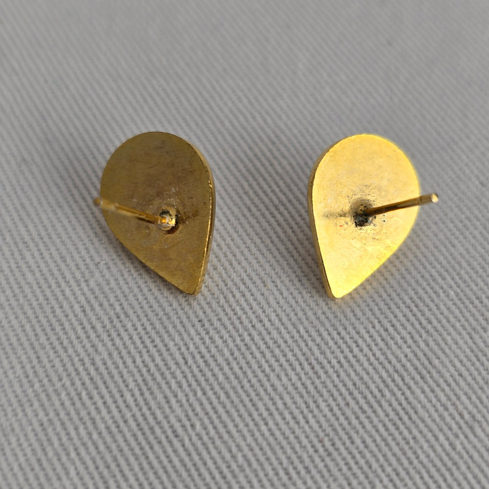 Vintage Gold Tone Faux Pearl Crystal Stud Earrings