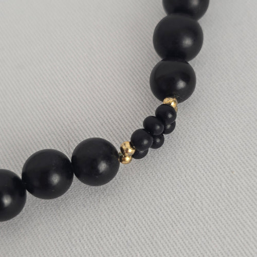 Vintage Brown & Black Beaded Pendant Necklace