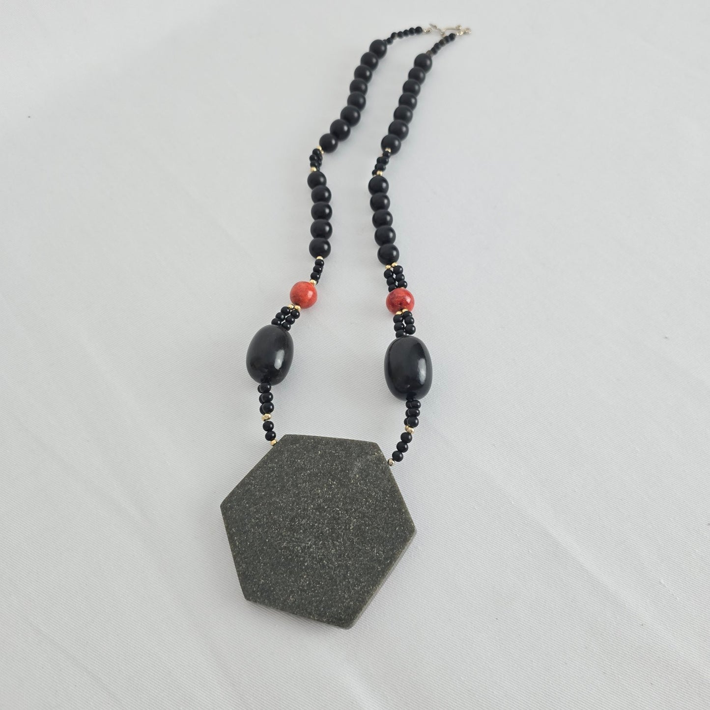 Vintage Brown & Black Beaded Pendant Necklace