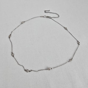 PAJ 925 Sterling Silver Bezel Set Crystal Chain Necklace