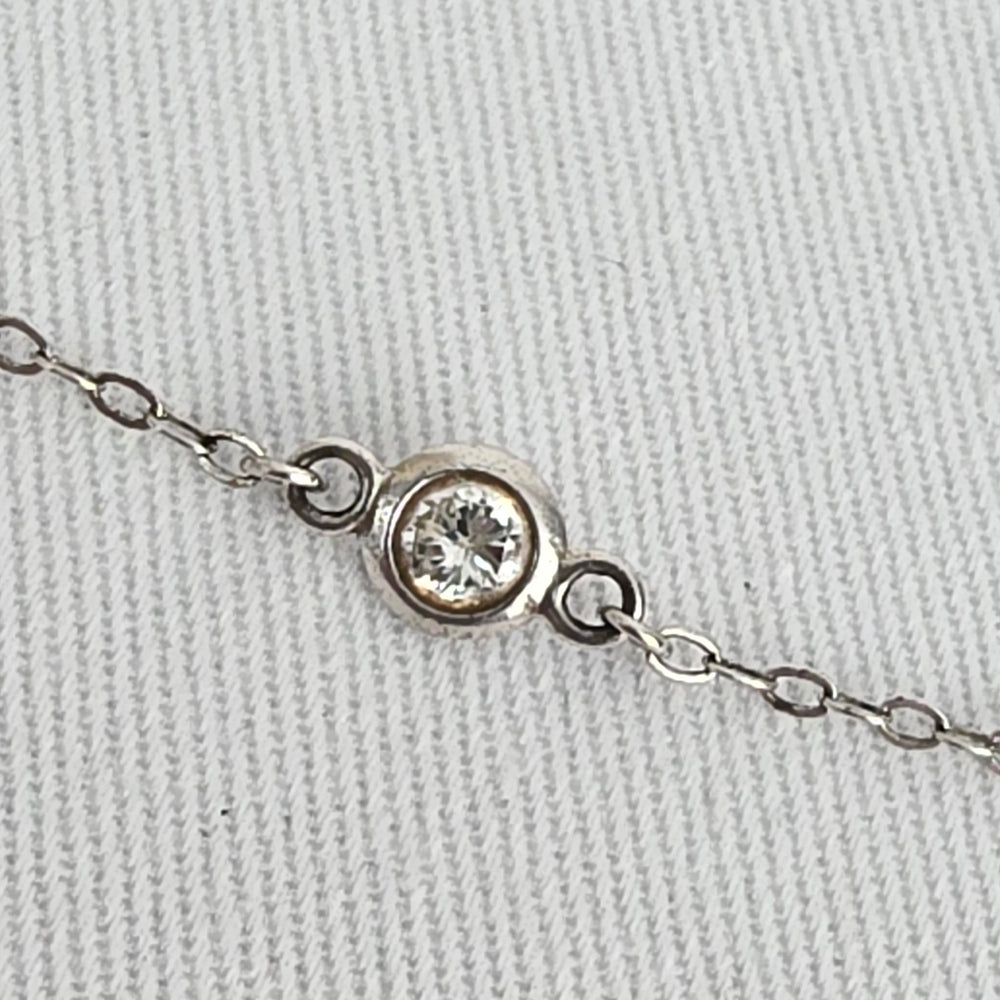PAJ 925 Sterling Silver Bezel Set Crystal Chain Necklace
