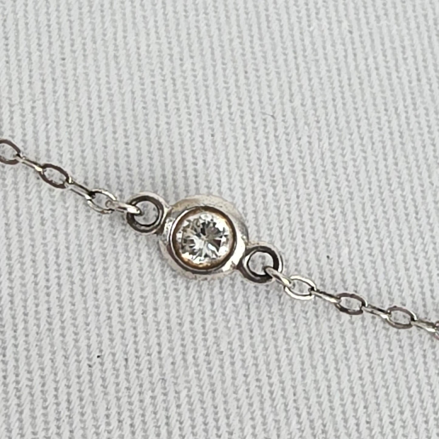 PAJ 925 Sterling Silver Bezel Set Crystal Chain Necklace