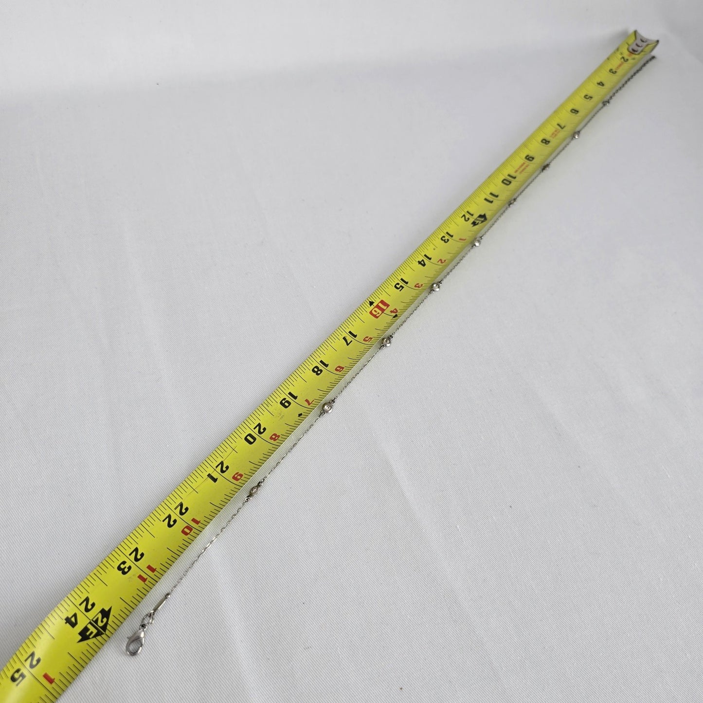 PAJ 925 Sterling Silver Bezel Set Crystal Chain Necklace