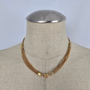 Vintage Gold Tone Layered Chain Collar Necklace