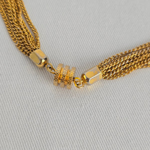 Vintage Gold Tone Layered Chain Collar Necklace