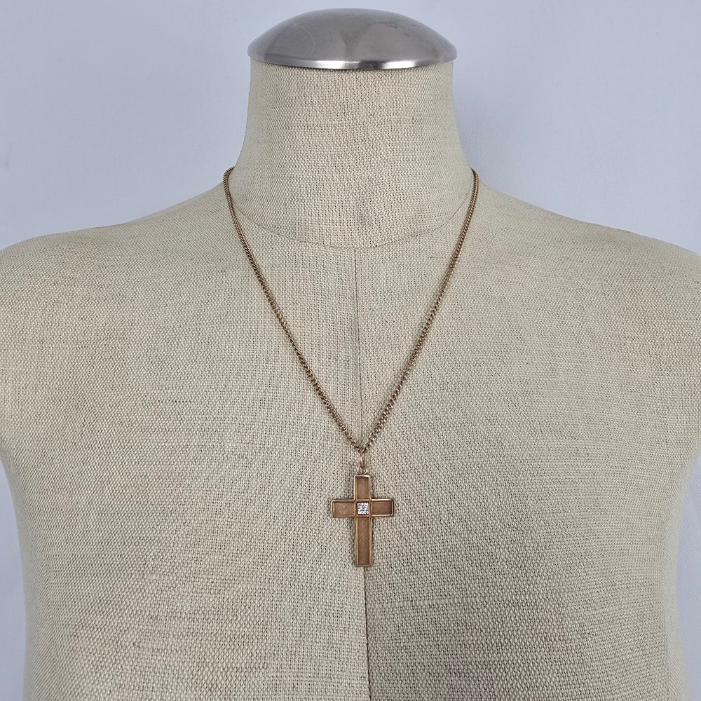 Vintage Artisan 12k Gold Filled Cross Pendant Necklace