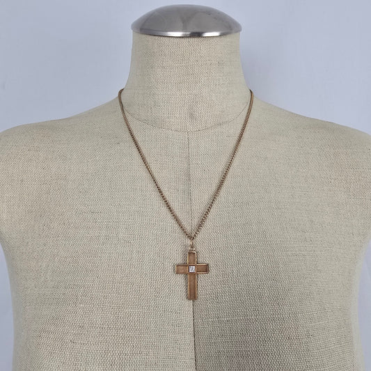 Vintage Artisan 12k Gold Filled Cross Pendant Necklace