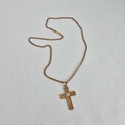 Vintage Artisan 12k Gold Filled Cross Pendant Necklace