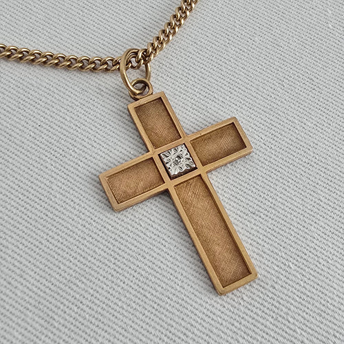Vintage Artisan 12k Gold Filled Cross Pendant Necklace