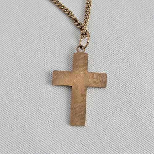 Vintage Artisan 12k Gold Filled Cross Pendant Necklace