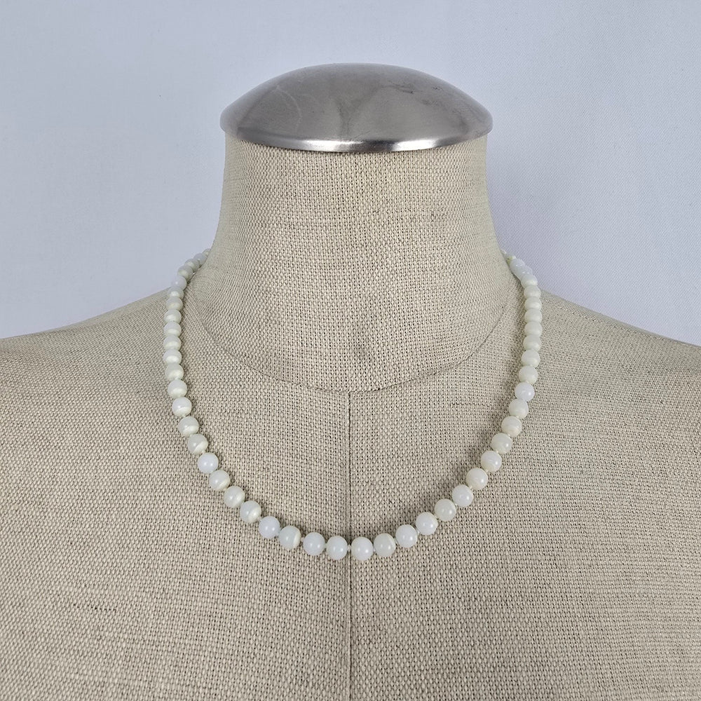 Vintage Faux Pearl Hand Knotted Beaded Necklace
