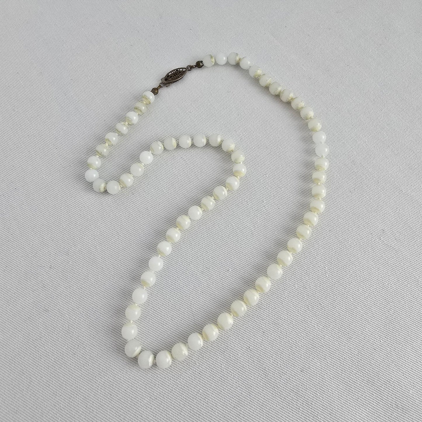 Vintage Faux Pearl Hand Knotted Beaded Necklace