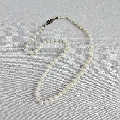 Vintage Faux Pearl Hand Knotted Beaded Necklace